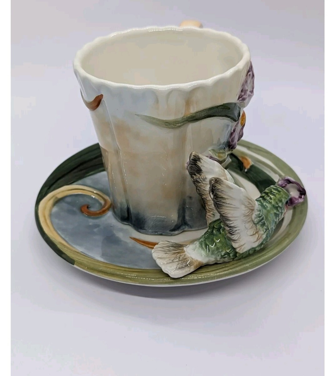 New In Pkg Botanical Collection By Corner Ruby Hummingbird Tea Cup