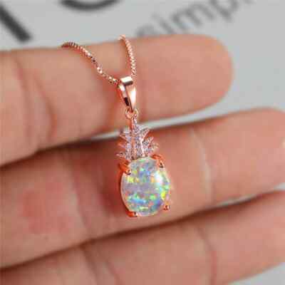 2Ct Oval Cut Genuine Fire Opal Solitaire Pendant 14K Rose Gold Plated Free Chain