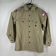 Boy Scouts Of America Mens Small Long Sleeve Shirt VTG Sewn Patches