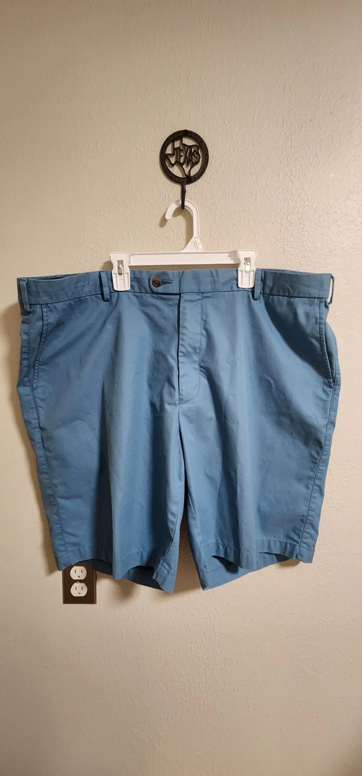 Peter Millar Chino Shorts Men's Size 42 Flat Front Blue - 100% Pima Cotton