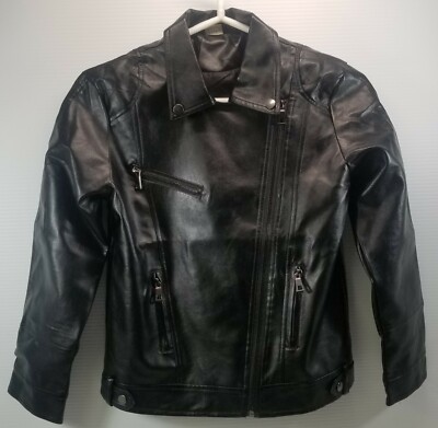 Elife Girls Fashion PU Leather Motorcycle Jacket Children's Outerwear Slim Coat