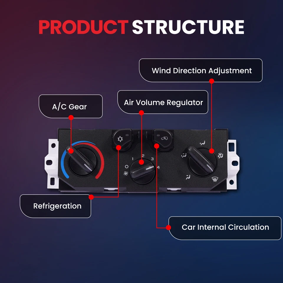Panel de interruptor de control de calefacción de aire acondicionado apto para GMC Canyon Chevrolet Colorado 2004-2011 Foto 3 de 4