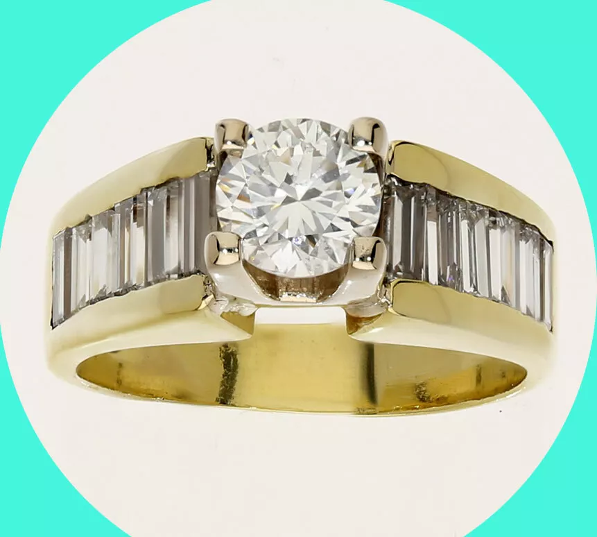 1.30CT H I VVS diamond engagement ring 18K yellow gold round