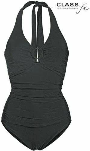 NEU FORMWUNDER! BAUCHWEG BADEANZUG NECKHOLDER ZIERRING 34 B CLASS marine *046385 - Bild 2 von 4