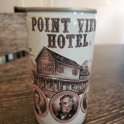 Point View Hotel Beer Can pull tab  salmon pink lettering 