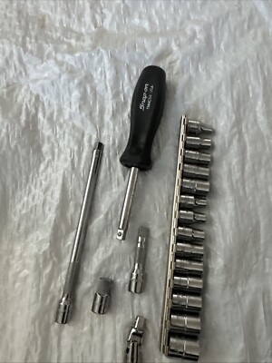Snap-On 1/4 Shank Driver 6'2' Ex,12 Pt Socket Set. 1-1/4 Swivel 1/4-3/8 Ex
