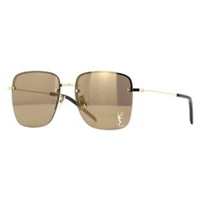 Saint Laurent Sunglasses SL 312 M 006 Gold Grey Gold Mirror Women YSL Logo Lens