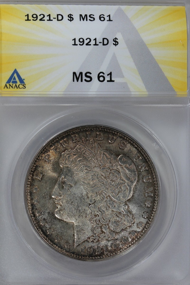 1921-D $1 ANACS MS 61 Morgan Silver Dollar, Miss Liberty Head
