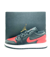  NEW Youth Boy NIKE AIR JORDAN 1 LOW GS BLACK / VARSITY RED 553560 067   