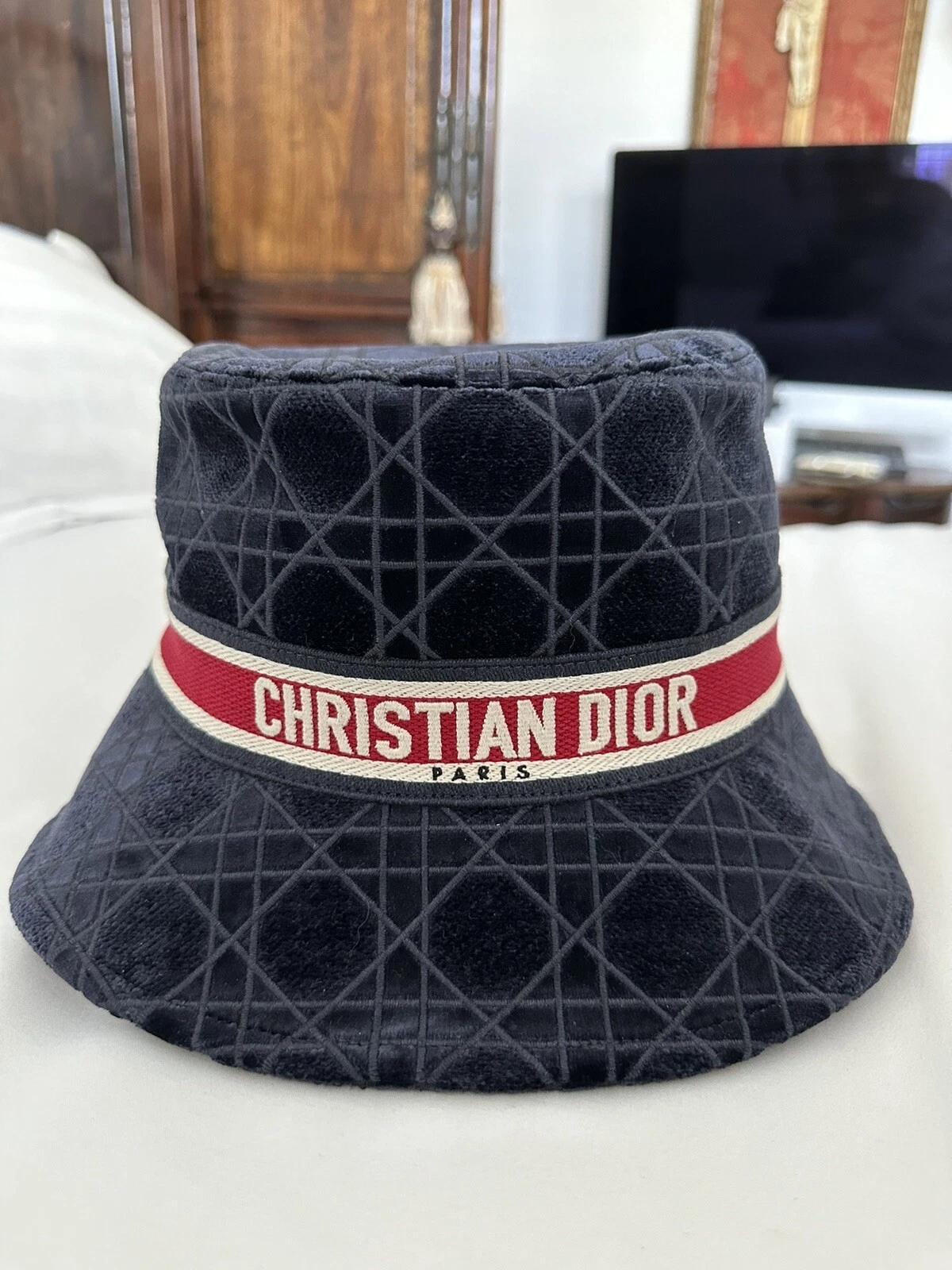 Christina Dior D Bobby Velvet Cannage Navy T59 bel état !