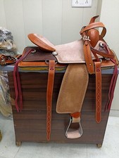 Western Leather Barrel Horse Saddle Tack Set 10" to 18 " Leather Hard Seat