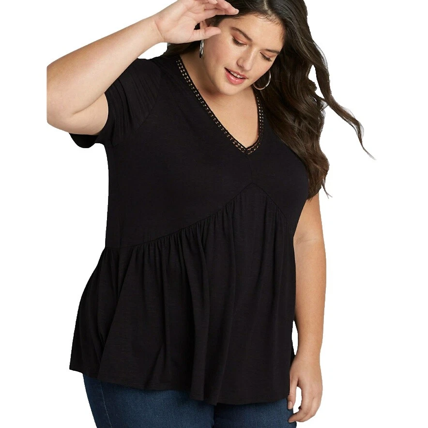 Lane Bryant Spandex Black Tops for Women
