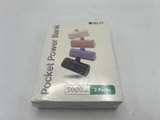 New 2 Pack SUY 5000mAH Pocket Power Bank For iPhone 14/13/12/11/XR/8 Series