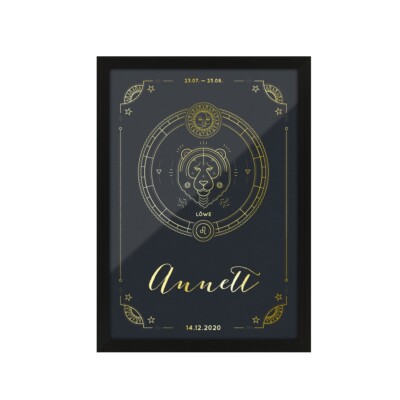 Kunstdruck Poster individuell Heißfolienprägung Dekoration Sternzeichen Löwe