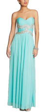 AQUA  Aqua Chiffon Embellished Strapless Sweetheart Formal Gown 2 NEW 368