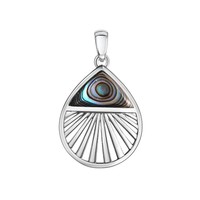 AnhäNger KettenanhäNger 925 Sterling Silber Rhodiniert Glanz Oval Abalone Blau V