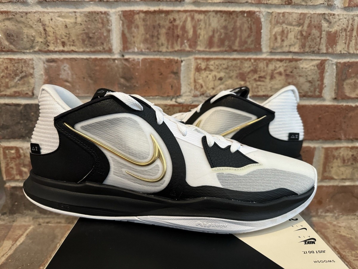 New 13 Nike Kyrie Low 5 Black White Gold Basketball Shoes Air