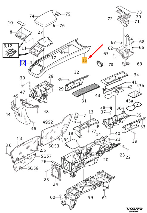 NEU VOLVO XC60 MK2 MITTELKONSOLE FINISH PANEL TRIM RHD 31467102 