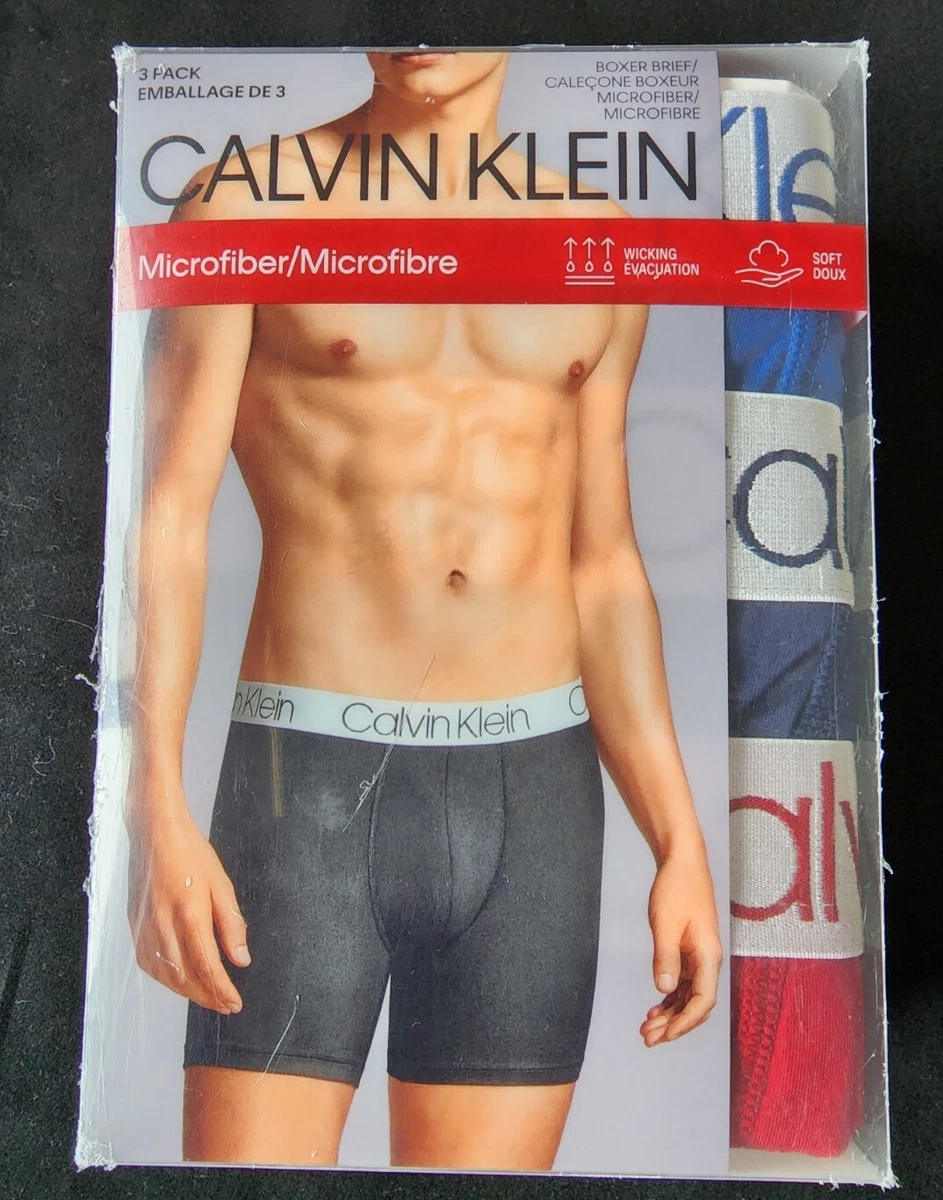 CALVIN KLEIN CHROMATIC MICROFIBER 3-PACK MENS BOXER BRIEFS  UNDERWEAR#NP22140-NWT