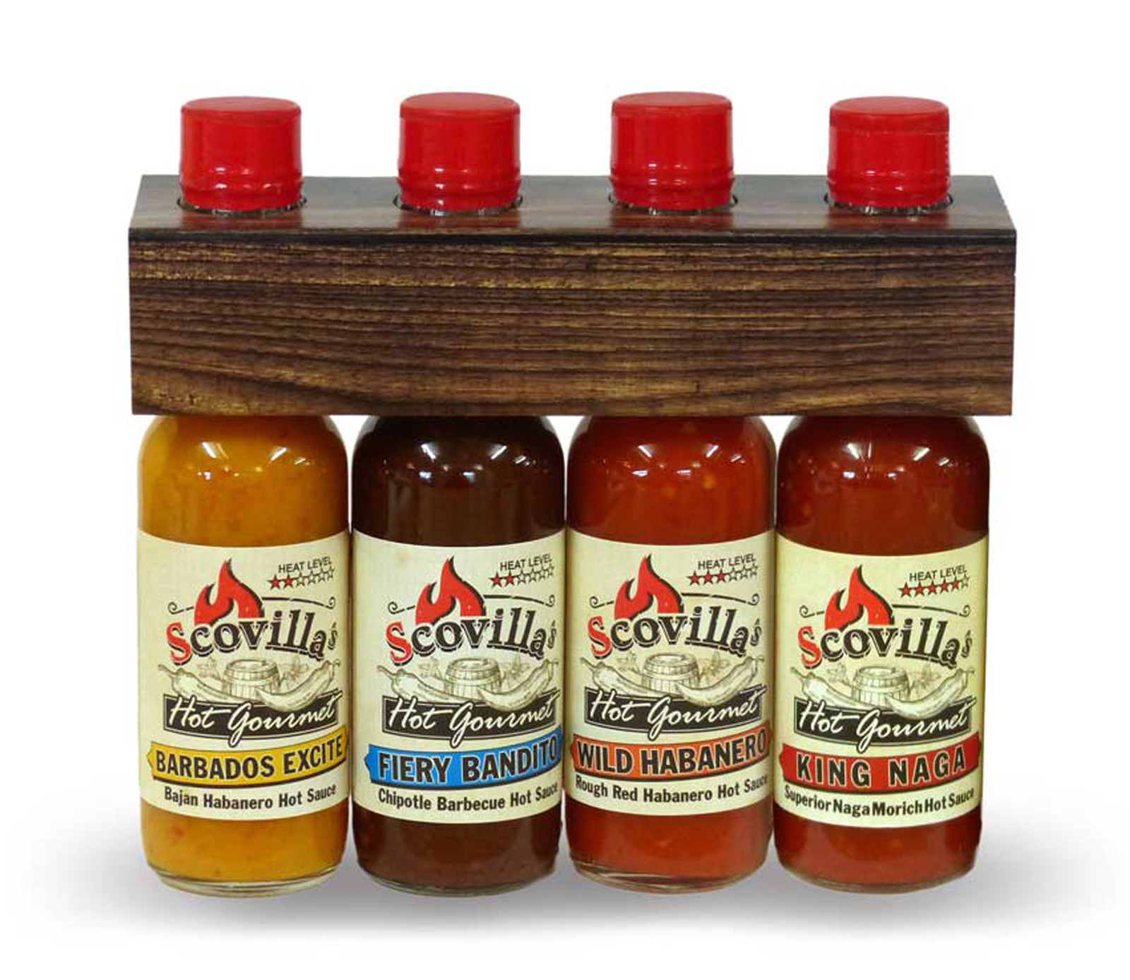 (38,77€/L) Scovilla´s 4x148 ml Hot Gourmet Chili Saucen Gentle Pack, Soßen Set