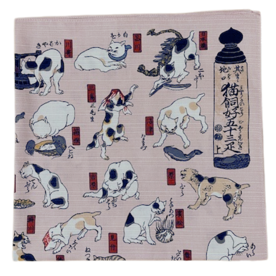 FUROSHIKI Traditional japanese fabric wrapping with Ukiyoe ( 18.9” x