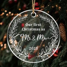 2025 Mr   Mrs Acylic Ornament, Our First Christmas Xmas Gift For Husband