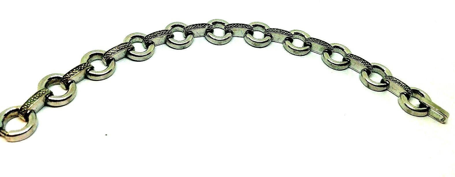 Solid Sterling Silver 925  Bracelet circle bar li… - image 4