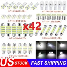 42PCS Car Interior Combo LED Map Dome Door Trunk License Plate Light Bulbs White