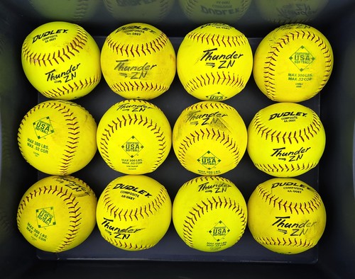 Dudley Thunder ZN Hycon 12" Slowpitch Softball, Box of 12 (Used)