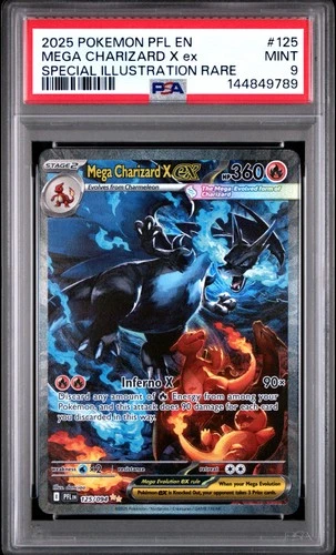 2025 POKEMON PFL SPECIAL ILLUSTRATION RARE #125 MEGA CHARIZARD X EX PSA 9