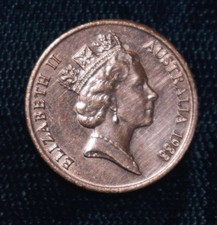 1989 Two Cent and 1988 One Cent Australian Coins almost uncirculated.