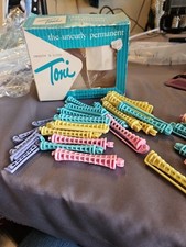Vintage Plastic Swing Arm Perm Rods 29 Large And 5 Childs Size And A Toni Box