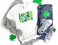 Lucky Shamrock Womens Shirt St Patricks Day Irish Unisex Tee