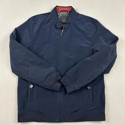 Ted Baker Jacket Men Large Blue Bomber Full Zip Lined Lightweight Casual L