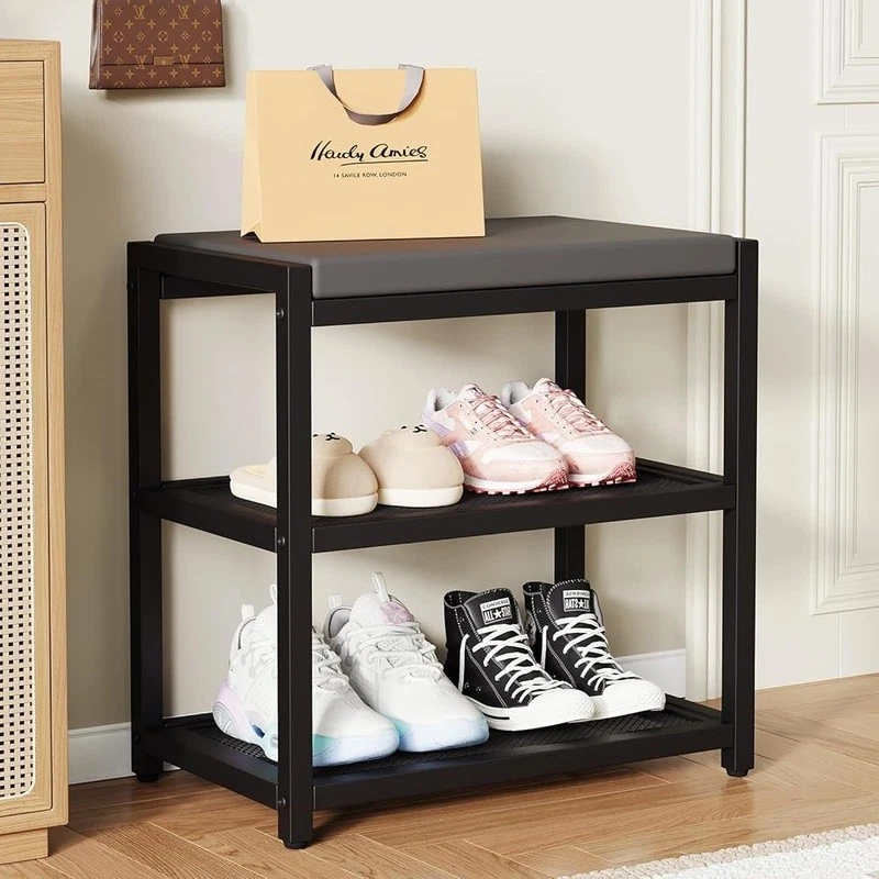 Confortável banco de sapatos almofada destacável rack de armazenamento resistente entrada novo - Imagem 2 de 4