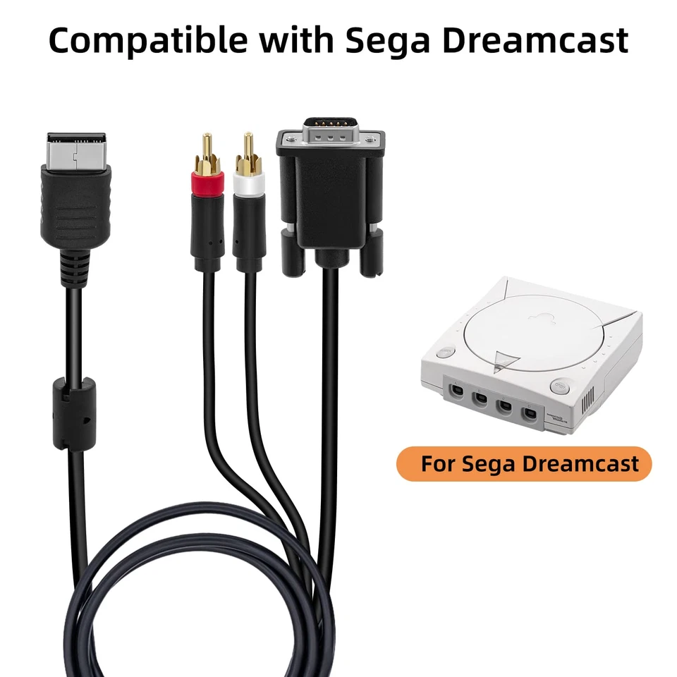 SEGA Dreamcast VGA High Definition Cable RCA Sound Adapter HD box PAL NTSC NEW - Image 4 of 4