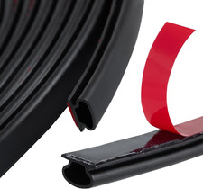 Black Rubber D-Shape Weather Stripping Seal Strip, Self-Adhesive, 20Ft
