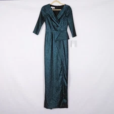 Rickie Freeman Teri Jon Glittery Teal Formal Dress Women's SZ 2 Shimmer Elegant