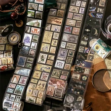 Vintage Stamp Tape Style Stickers Decorative Diary Album Scrapbooking Supplies