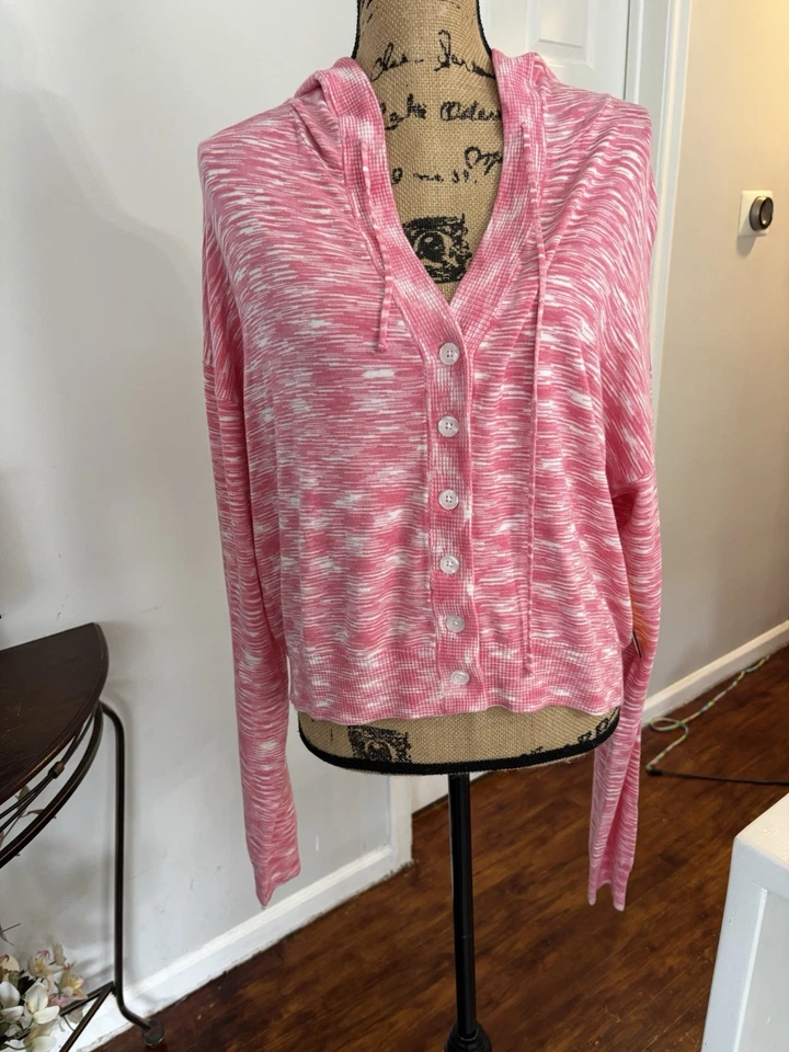 Cárdigan Eleven Venus Williams XXL Love Buzz Rosa Tinte Espacial Recortado Tejido con Capucha Foto 3 de 4