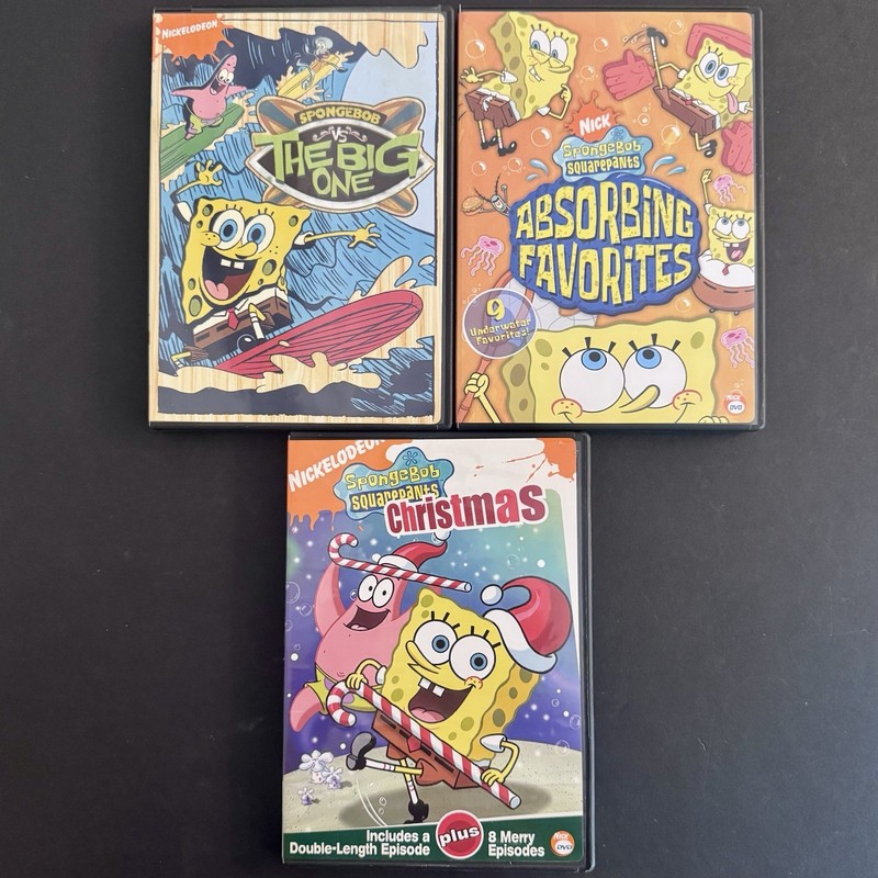 *Lot of 3* SPONGE BOB Square Pants DVDs BIG ONE Absorbing Favorites & CHRISTMAS