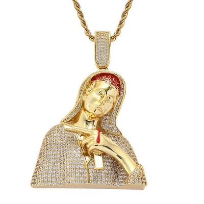 4Ct Round Cut Real Moissanite blood Pendant 14K Yellow Gold Plated 925 Silver