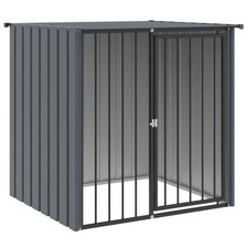 Dog House Black Galvanized Steel Large Durable Dog House vidaXL