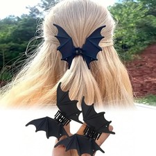 1pc Halloween Bat Hair Clip Gothic Punk Style Matte Black Bat Wing Hair Clip Stu