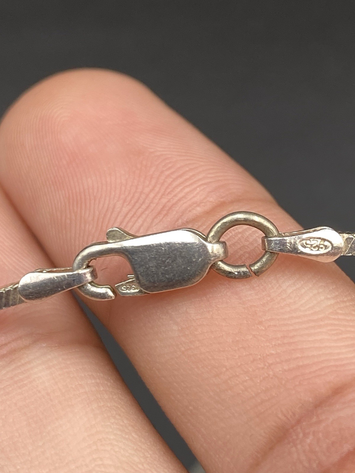 Solid 925 Sterling Sliver Herringbone Square Chai… - image 6