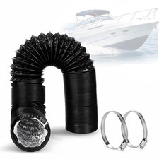 Boat Blower Hose, 4 Inch Marine Exhaust Duct, 16 Ft PVC Silver/black
