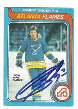 Autographed GARRY UNGER Atlanta Flames 1979-80 O-Pee-Chee Card  #33 - w/COA