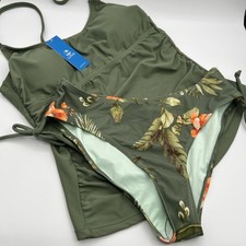 CUPSHE Women's Tankini Sets Two Piece Swimsuit Scoop Neck Ruched Adjustable M