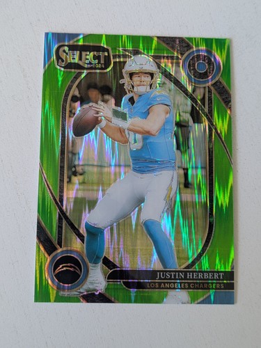2024 Panini Select Club Level Justin Herbert Neon Green Shock Prizm /499 SP LAC