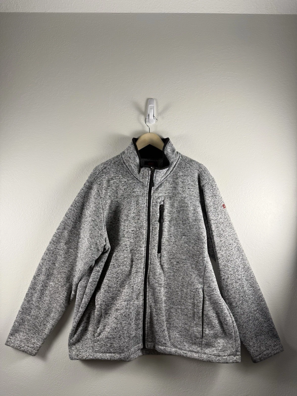 Swiss Tech Men's Fleece Lined Full Zipper Jacket Grey Size XL 46-48 Med Knit